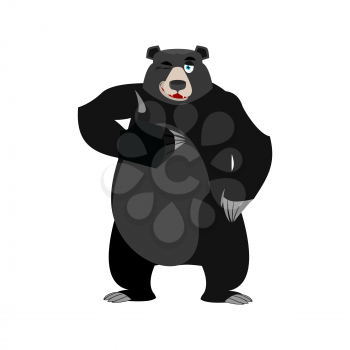Baribal winks Emoji. American Black Bear thumbs up emotion isolated