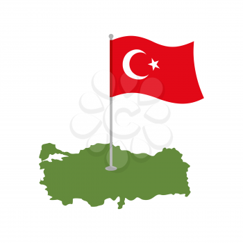 Turkey Map and Flag. Turkish banner and land area. State patriotic sign
