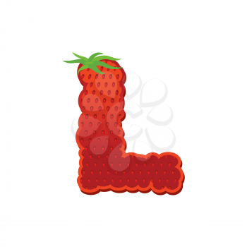 Letter L Strawberry font. Red Berry lettering alphabet. Fruits ABC
