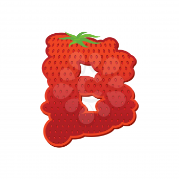Letter B Strawberry font. Red Berry lettering alphabet. Fruits ABC
