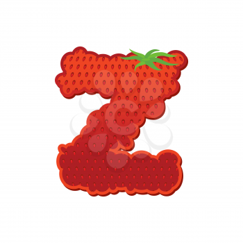 Letter Z Strawberry font. Red Berry lettering alphabet. Fruits ABC
