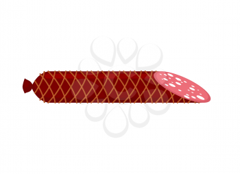 Salami smoked isolated. Sausage on white background. Smoked Delicatessen Meat
