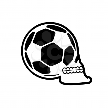 Soccer ball skull. Football fans emblem. skeleton head. Symbol for sport lover