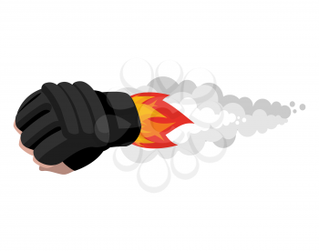boxing glove rocket. Sport Air bomb. Fighting rocket. flaming punch. Military bomb
