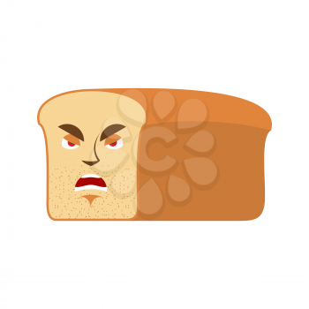 Bread angry Emoji. piece of bread Aggressive emotion isolated
