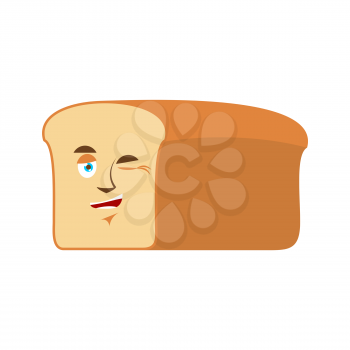 Bread winks Emoji. piece of bread happy emotion isolated