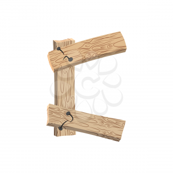 letter C wood board font. plank and nails alphabet. Lettering of boards. Country chipboard ABC