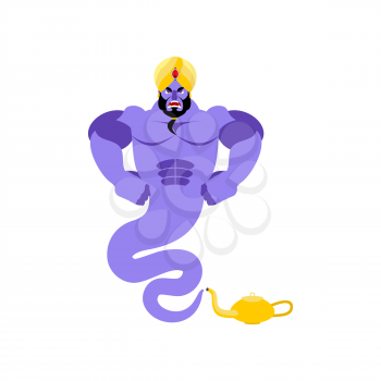 Genie angry Emoji. Magic ghost Aggressive emotion. Arabic magic spirit avatar