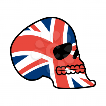 UK skull. Head of skeleton and British flag. Fan emblem