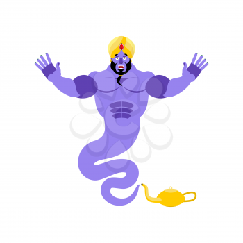Genie happy Emoji. Magic ghost laughs emotion. Arabic magic spirit avatar