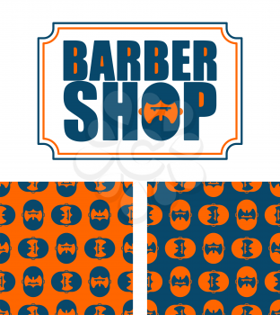 Barber shop logo and pattern. Bearded ornament. Head hipper ornament. beard texture
