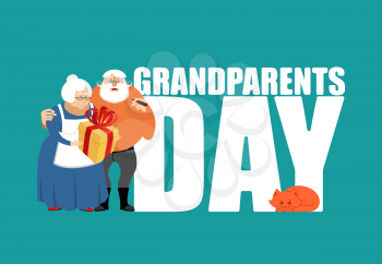 Grandmother and grandfather. Grandparents Day illustration. Mature couple
