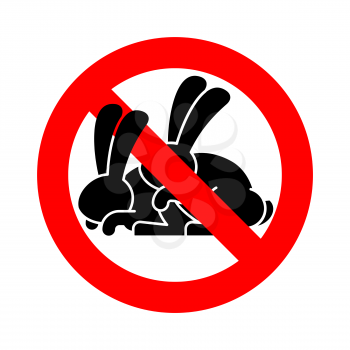 Stop rabbit sex. Ban bunny hare intercourse. Red triangle road sign
