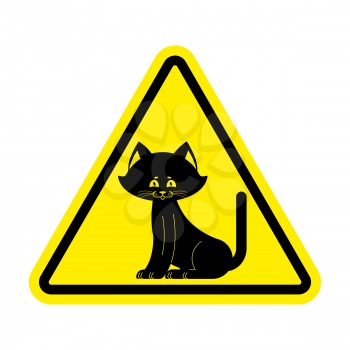 Attention cat. Caution pet. Yellow triangle road sign
