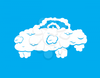 Cloud car isolated. auto from clouds. Heavenly transport. Vector illustration
