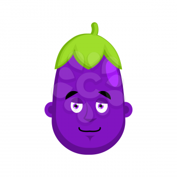 Eggplant smiles emotion avatar. Purple Vegetable. Vector illustration

