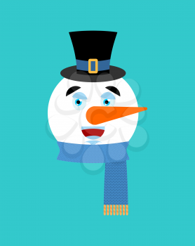 Snowman happy emotion avatar. Merry emoji face. New Year and Christmas vector illustration