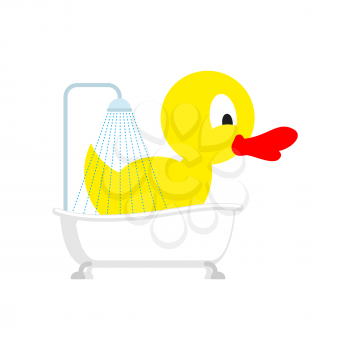 Big rubber duck in bath. Vector illustration
