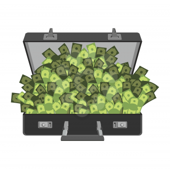 Suitcase of money isolated. Case cash. Vector illustration
