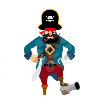 Pirate angry. filibuster evil. buccaneer aggressive. Vector illustration
