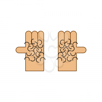 hairy palm of hand isolated. Vector illustration
