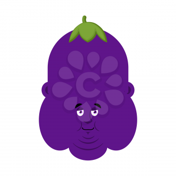 Fat Eggplant face avatar. Purple guy head. Vector illustration