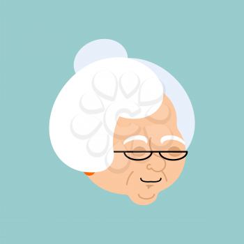 Grandmother sleeping emotion avatar. Face Grandma asleep emoji. Old lady Vector illustration