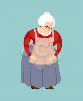 Grandmother sad emoji. Face grandma sorrowful isolated. Old lady Vector illustration