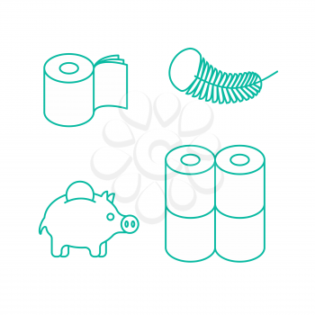 Toilet paper rol set icon. Economical, two-layered and soft. collection Symbol for packing. Vector illustration
