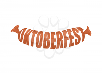 Oktoberfest sausage Lettering logo. Symbol of National Beer Festival in Germany.
