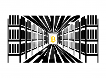 Mining farm. Extraction of Cryptocurrency. Stand gpu. Technology for obtaining bitcoin and etherium. data center. Vector illustration
