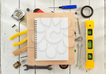 industrial tool on wooden background