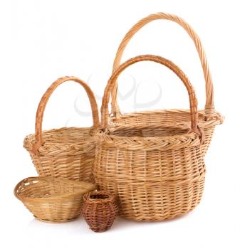 wicker basket isolated on white background