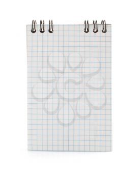 checked notebook isolated on white background