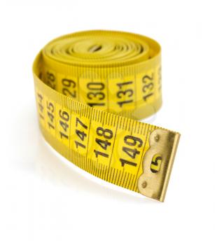 yellow measuring tape isolated on white background