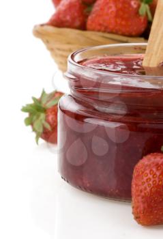 strawberry jam isolated on white background