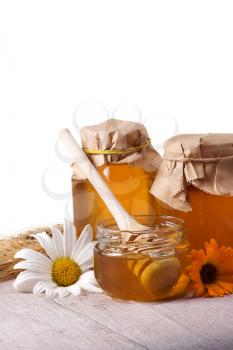 isolated tasty honey on glass