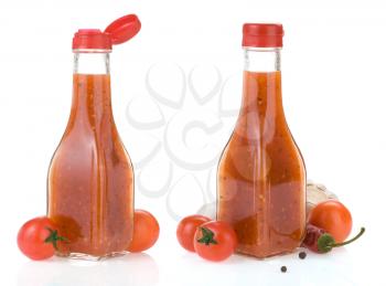 chili ketchup isolated on white background