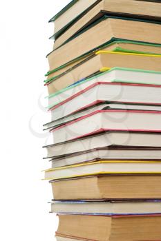 pile of new books isolated on white background