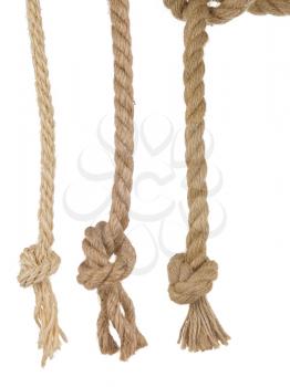 ship ropes with knot isolated on white background