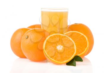 juice and orange fruit isolated on white background