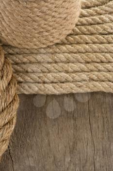 ship rope and old wood background texture