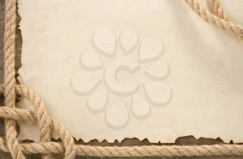 ship ropes on old vintage ancient paper parchment background texture