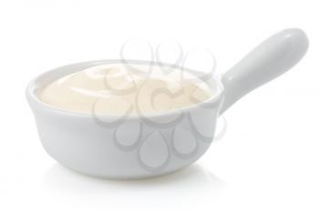 mayonnaise sauce in bowl isolated on white background
