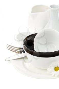 ceramic dishes isolated on white background