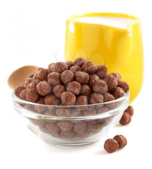cereal chocolate balls  in bowl  on white background