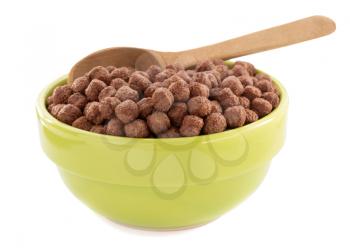 cereal chocolate balls in bowl isolated on white background