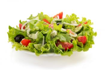 salad in plate isolated on white background
