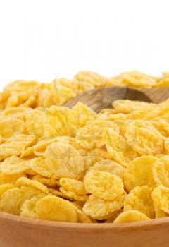 corn flakes in bowl  isolated on white background