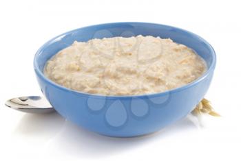 bowl of oatmeal isolated on white background